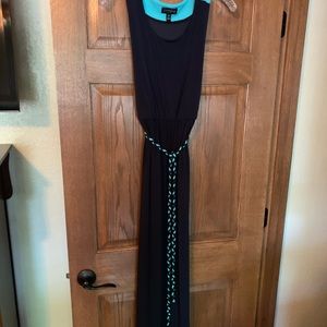 Blue with black dress